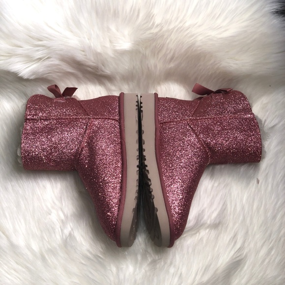 UGG Women's Mini Bailey Bow Sparkle Pink Boot - Picture 6 of 8